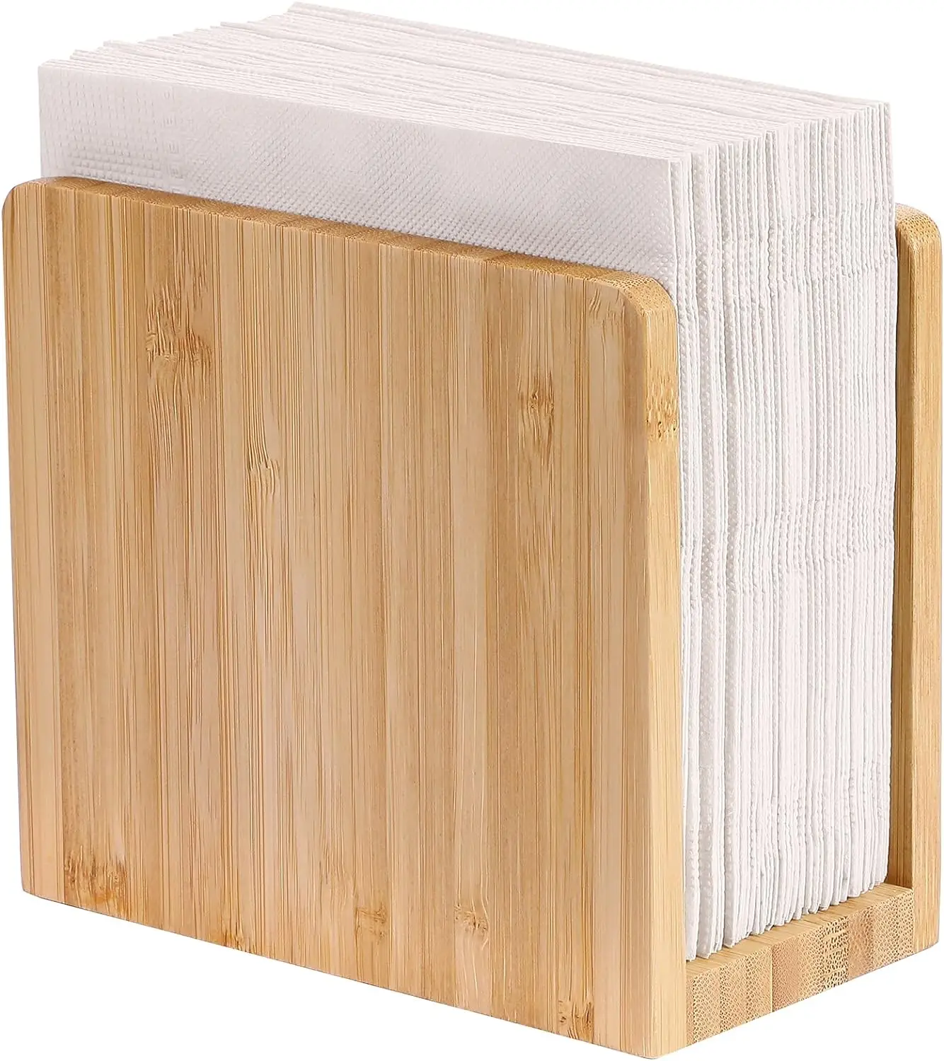 wholesale Tabletop Freestanding high quality bamboo wood napkin holder restaurant Tissue Dispenser for table