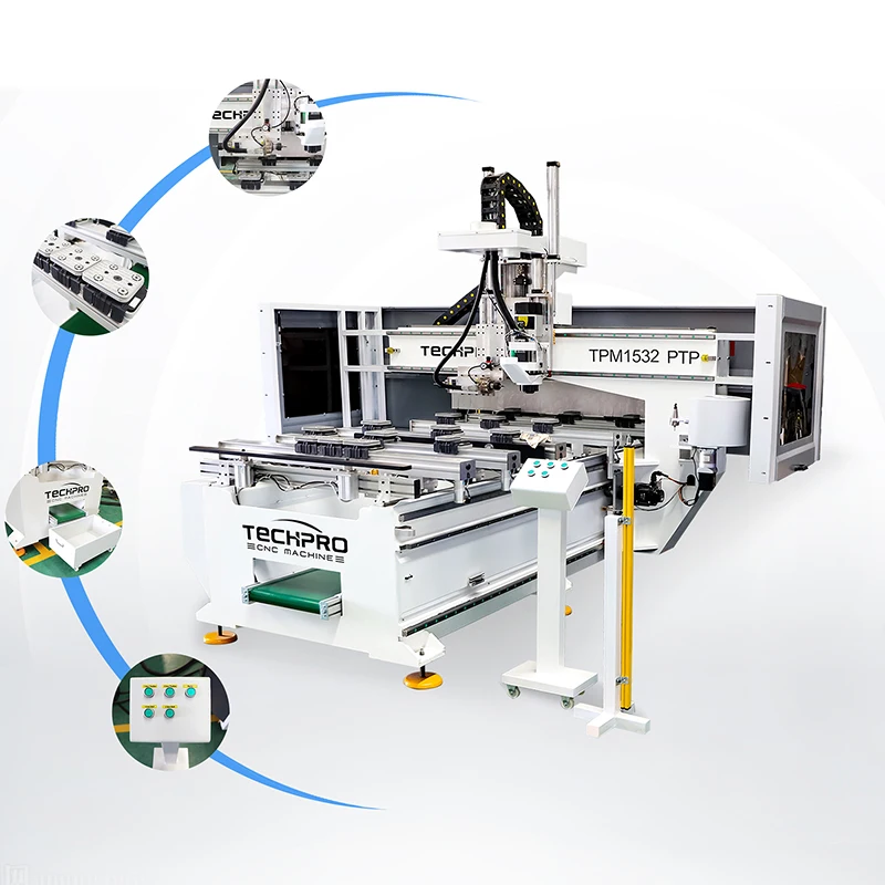 Hot Sale Furniture Making ATC 3 Axis CNC Router Horizontal Spindle Wood Router With PTP Vacuum table