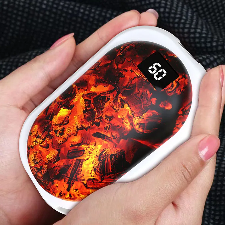 2 in 1 Flame Hand Warmers USB Rechargeable,Portable Electric Pocket-Sized Hand Warmers Reusable 3 Heat Settings