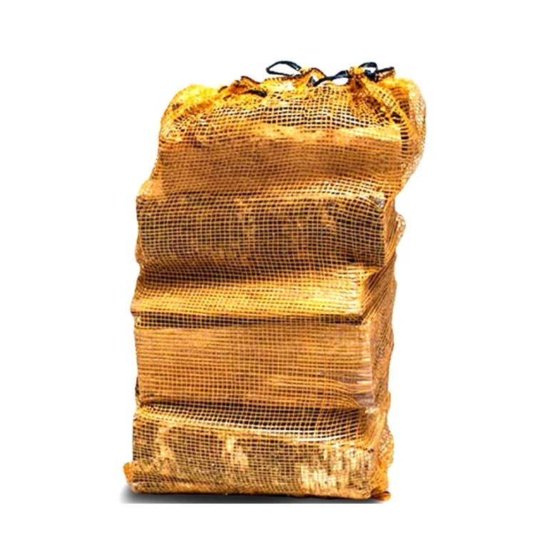 Reusable Poly Mesh Drawstring Firewood Sacks Bag For Canada