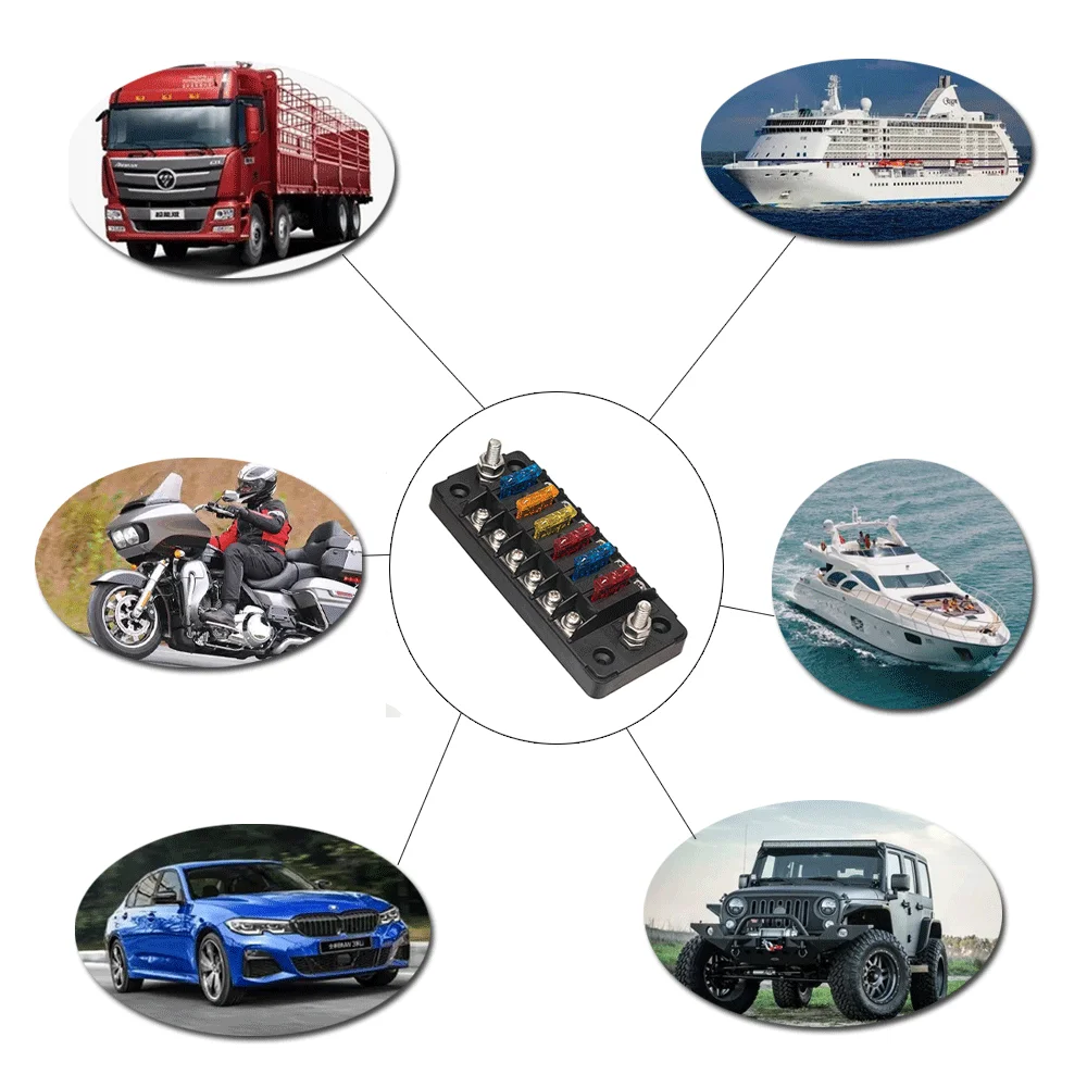 Лодка/морской корабль/автомобиля/автобуса плавкий предохранитель держатель блока 12v Авто 6 блок предохранителей