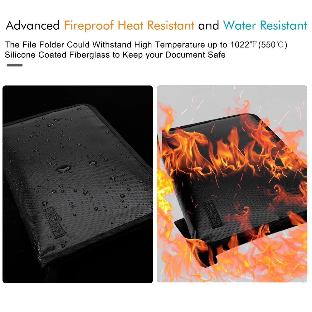 Black Expandable File Folder 24 Pockets A4 Size Papers Document Bag Fireproof File Collection Bag