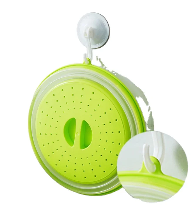 Folding lid with hook Microwave heating lid Multifunctional silicone foldable fresh-keeping cover