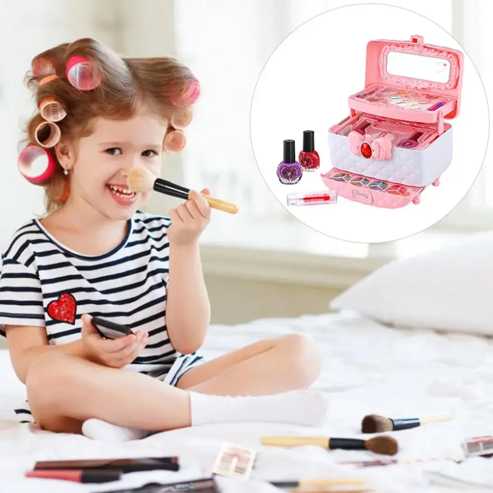 Kids Makeup Kit Washable Real Play Make Up Princess Cosmetic Beauty Toddler Dress Up Starter Set for girl kids
