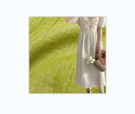 Wrinkled Pleated Soft  Thin Sheer Big Sleeve Eco-friendly 100polyester Organza Fabrics For Dresses