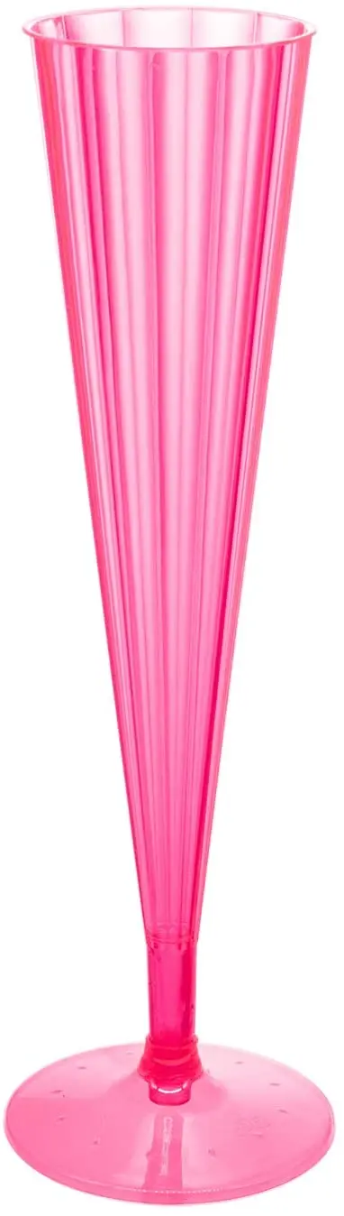 Manufacturer Wholesale 5oz Neon Pink Disposable PS Plastic Champagne Flute