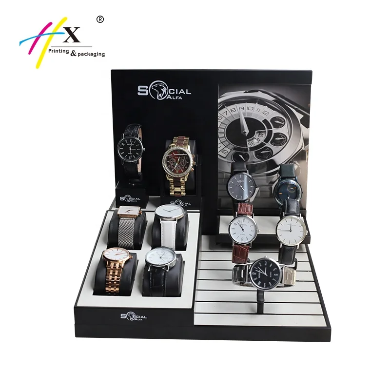 Counter Top Oem Exhibition Window Watch Display Stand Set Customized Watch Display Counter Rack Smart Watch Display Stand