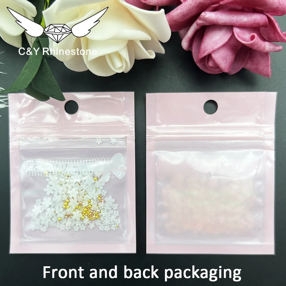 CY Mixed Color White Gold Beads Silver Gem Nail Supplier 3D Nail Art Resin Acrylic Flowers