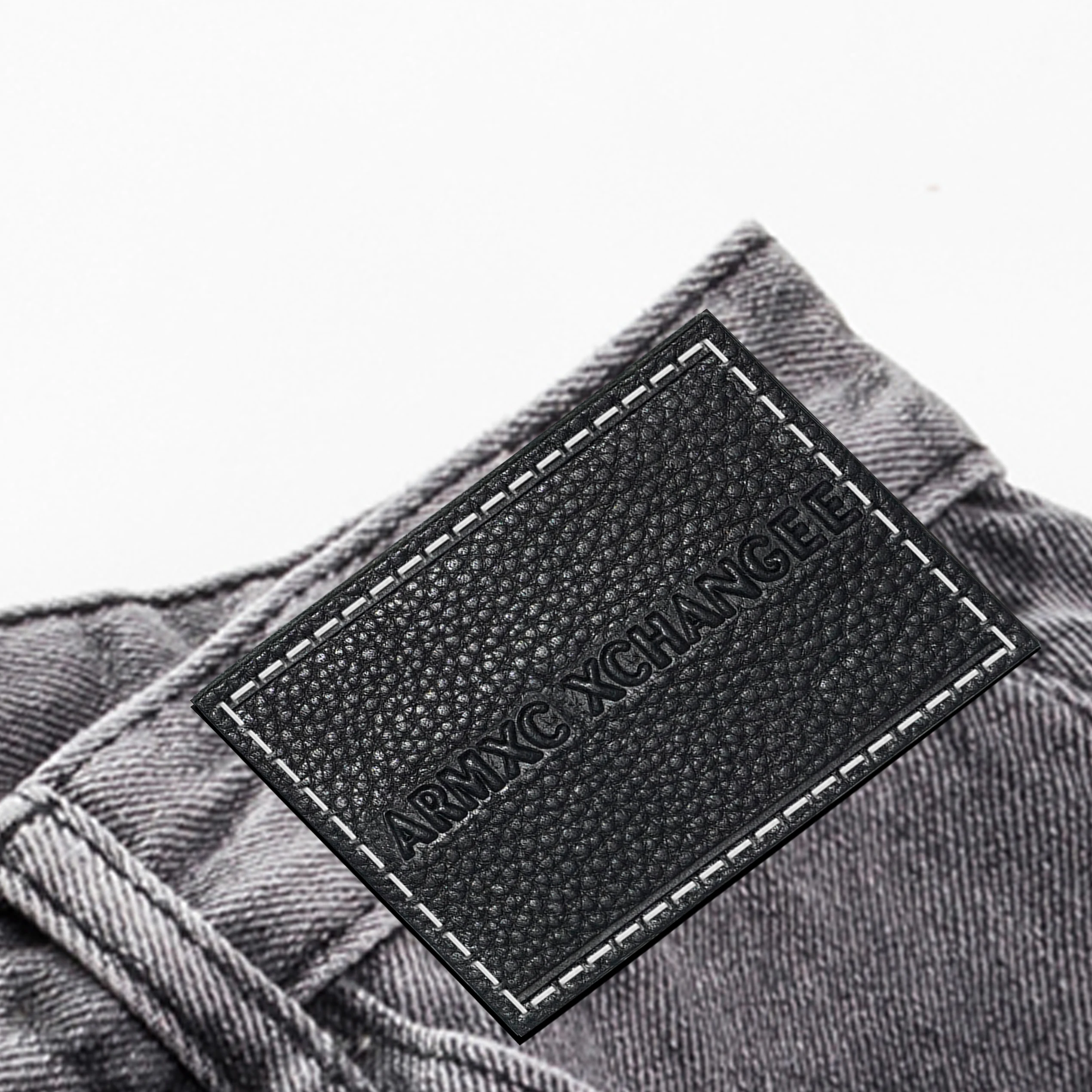 Fashion Black Luxury embossed printed leather label patch Customized leather labels for clothes