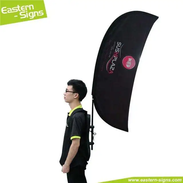 Custom Printing Outdoor Promotional Marketing Street Advertising Running Teardrop Feather Backpack Flag And Banner
