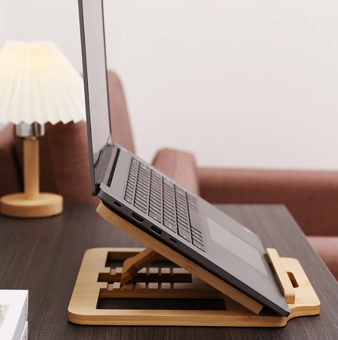 Деревянная подставка для ноутбука стола бамбуковая регулируемая высота компьютера