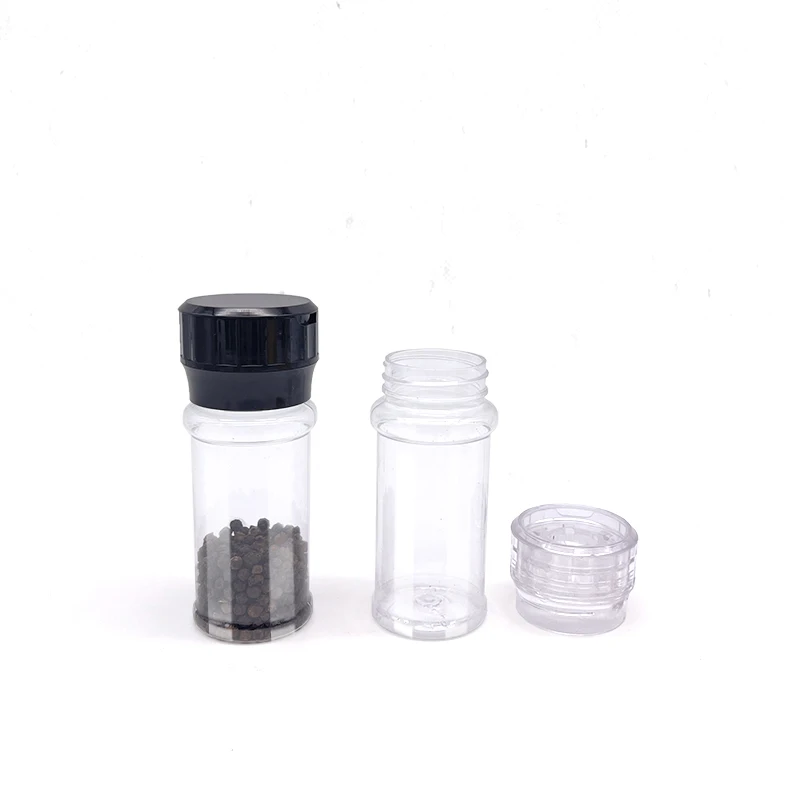 manual spice salt pepper mill 100ml  plastic refillable spice salt pepper grinder