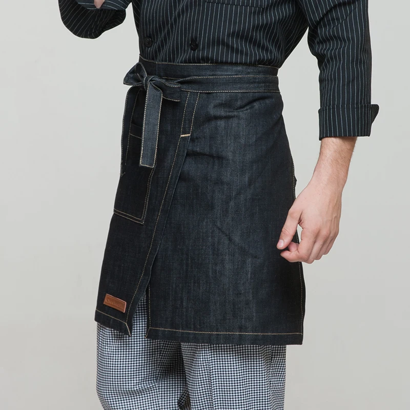 CHECKEDOUT RTS aprons kitchen chef barista custom logo mens bbq bar denim apron