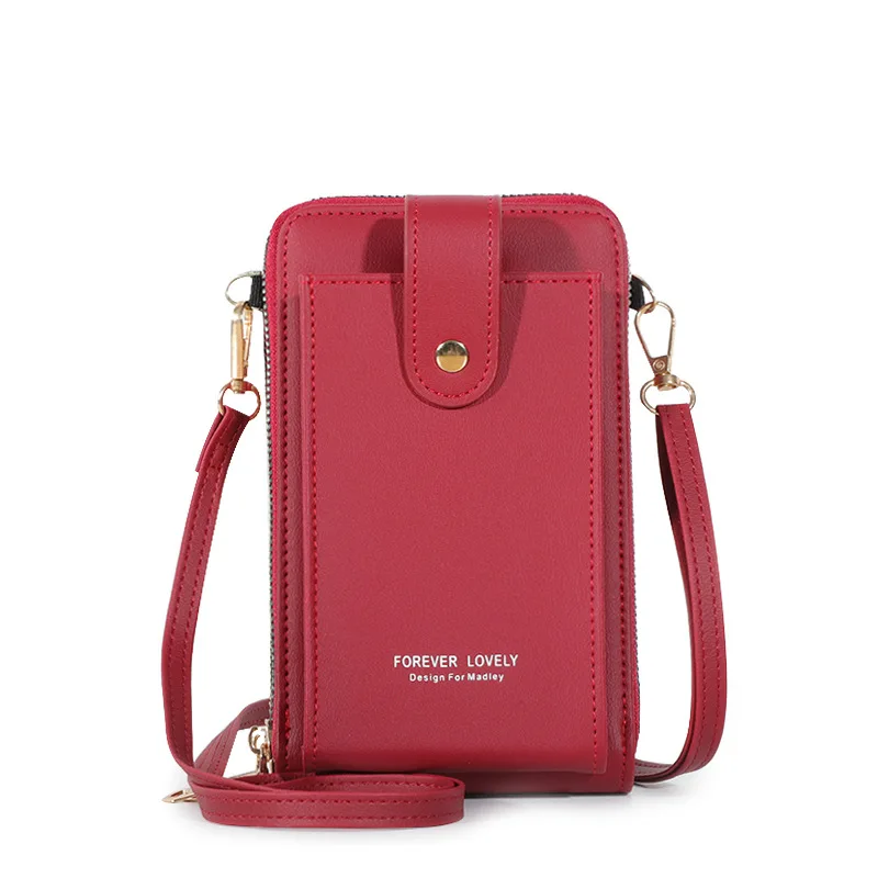 Ladies Korean Fashion Multi-Function Shoulder Wallet New Wholesale Solid Color Diagonal Mobile Phone Bag Single Strap Touch