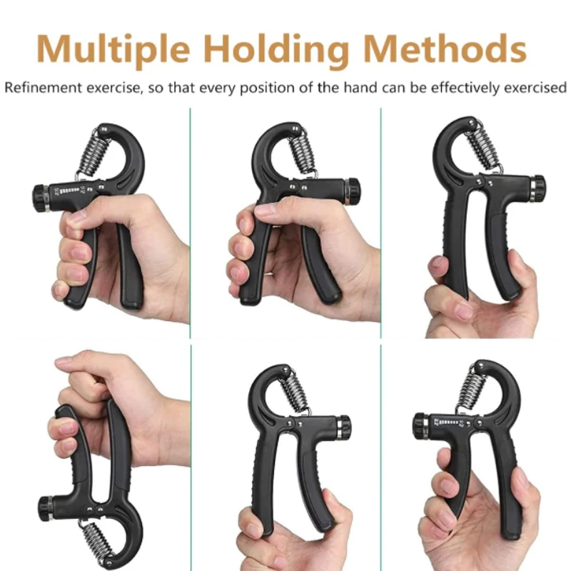 Support logo print gym fitness 5-60 kg adjustable alloy spring strength hand grip strengthener heavy duty anti slip