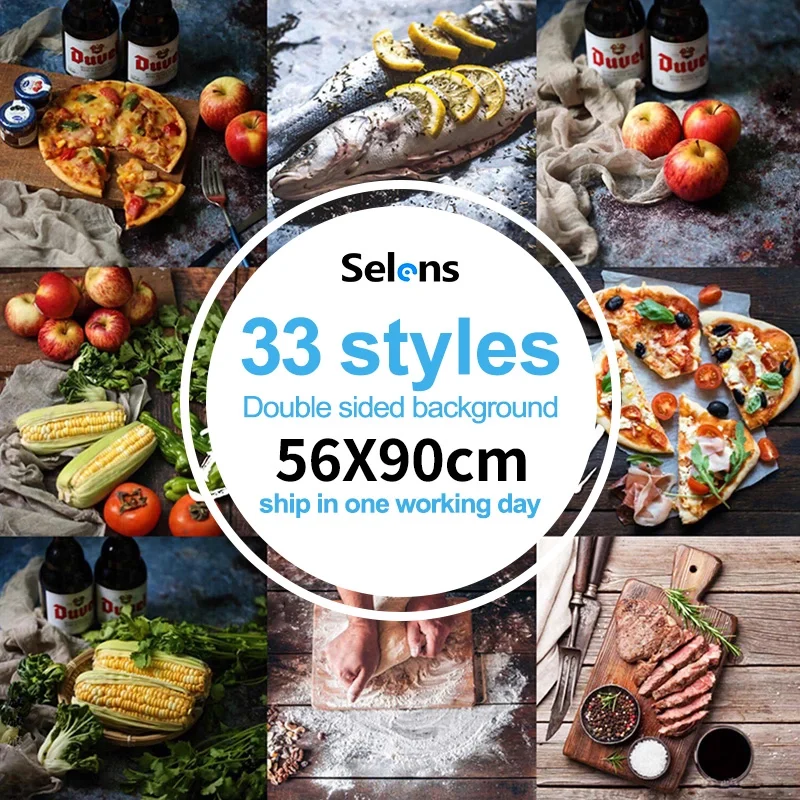  Selens 56*86 см двухсторонний фон бумажный Ретро винтажный деревянный зернистый для студийной видеосъемки еды ювелирных изделий