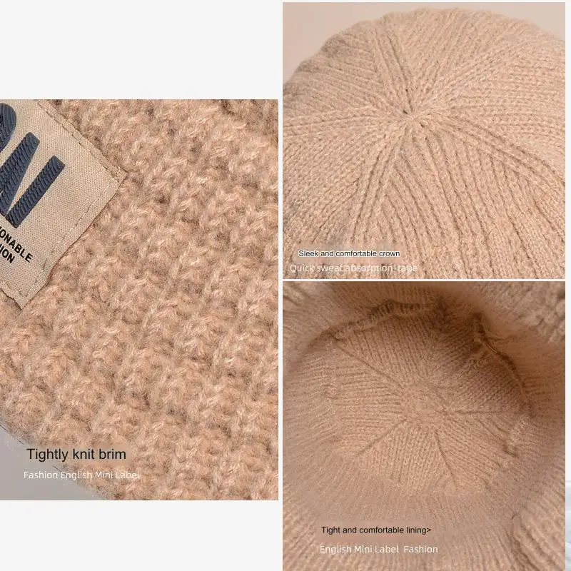 Autumn-Winter Internet Celebrity Bucket Hat Small Cotton Knitted Fisherman Style with Face Protection Ear Pr Cold