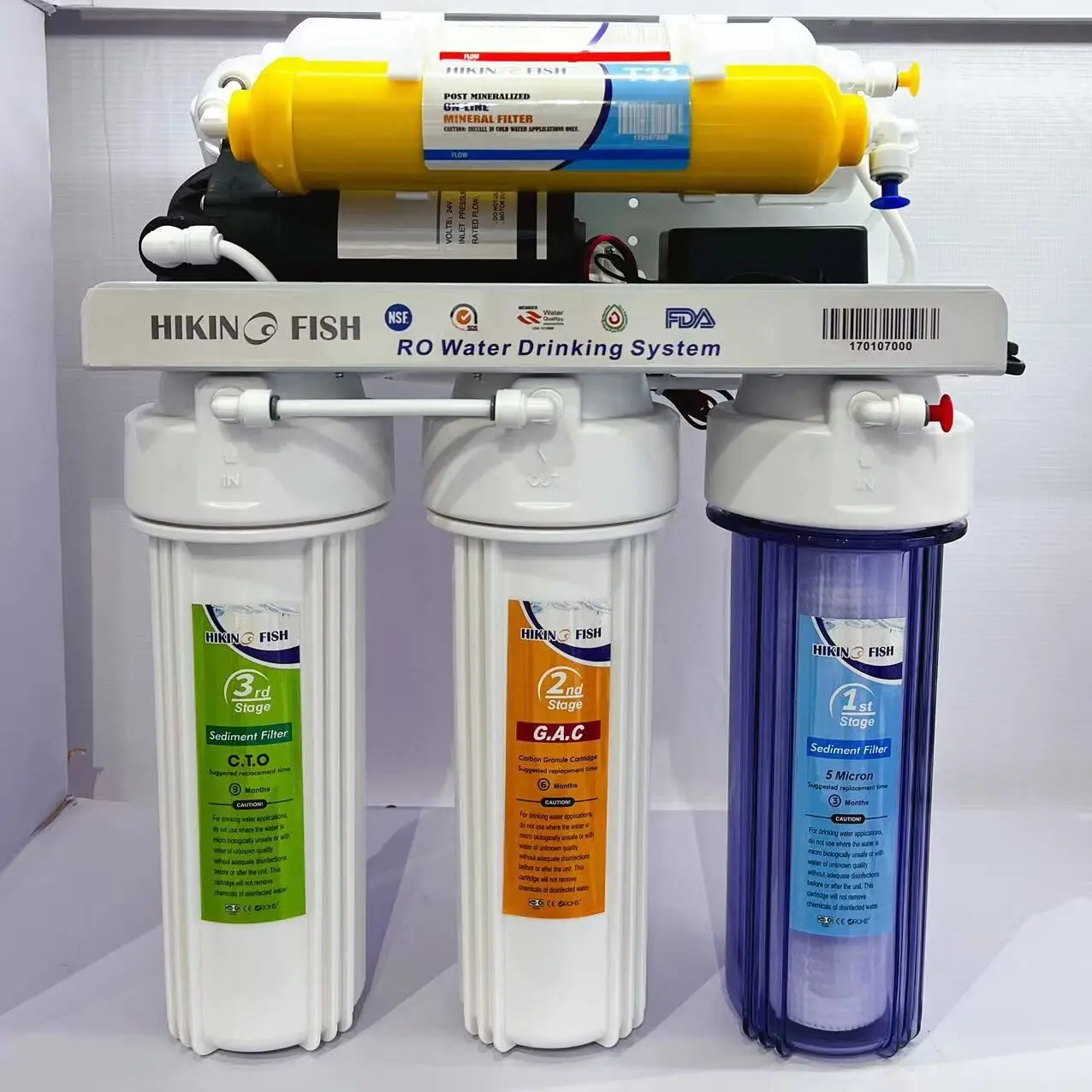 6 stages 75GPD RO water filter system with water filter cartridge