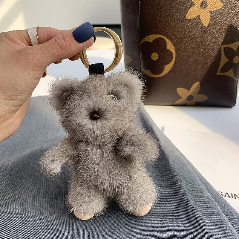 Брелок для ключей автомобиля с милым котом модный брелок ручкой подвеской из натурального меха