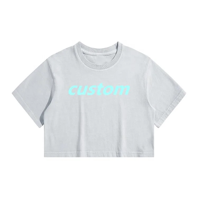 Holland custom logo size plain o-neck women  vintage t-shirts retro cream-coloured breathable washed short style t-shirts