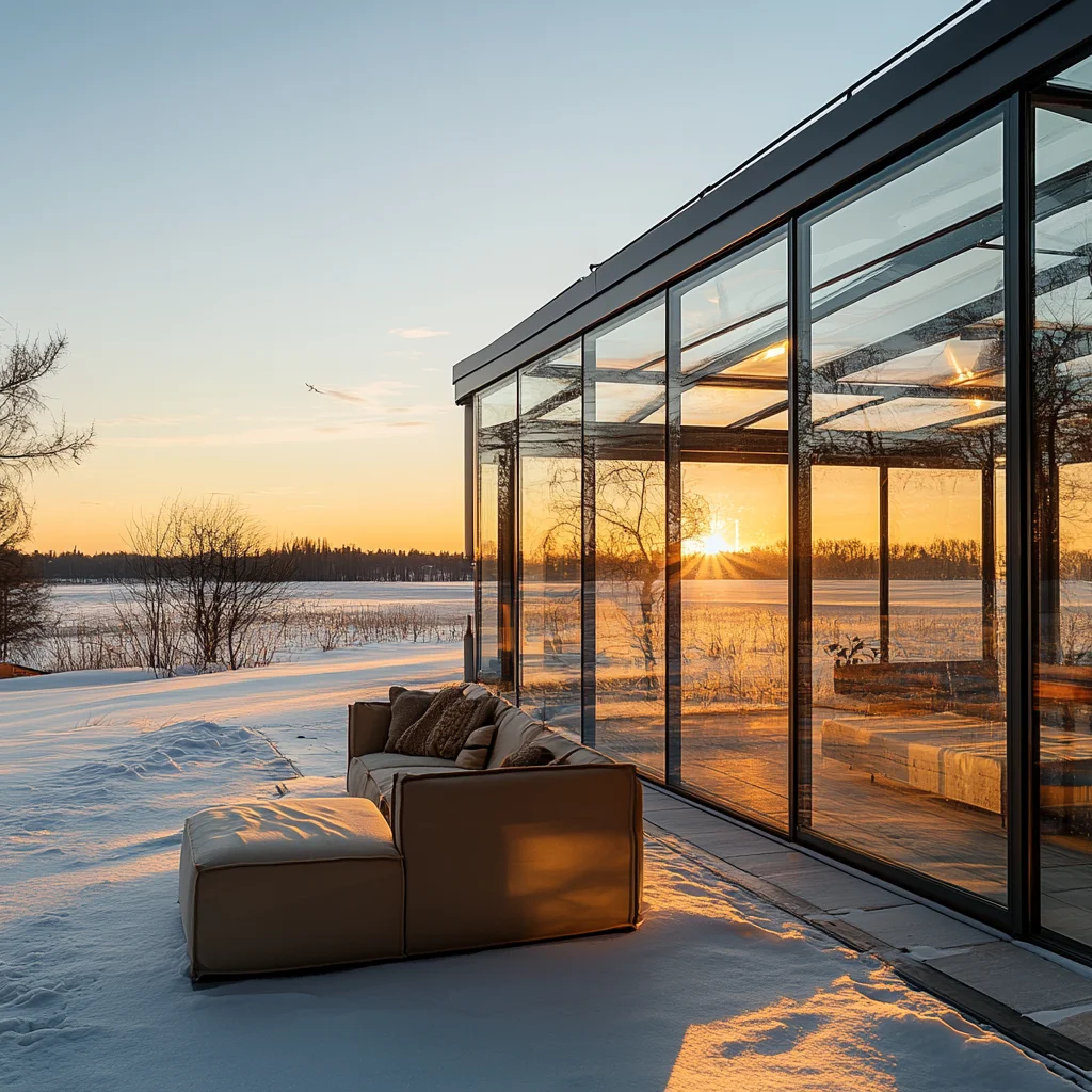 Modern Glass Houses Sunshine Room Outdoor Garden 4 Season Aluminum Sunroom Free Standing Solar Green Houses Prefab Construction