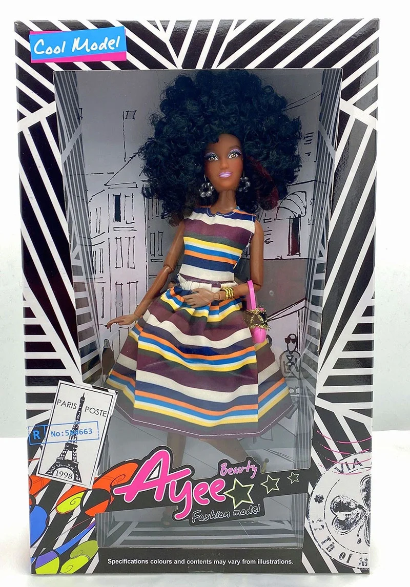 12.5 inch jointed black fashion africa american Summer trend pretty girl doll