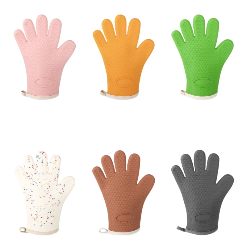Non-Slip Extreme Heat Resistant Pot Holders Silicone Oven Gloves Microwave Baking Hot Pot BBQ Gloves Silicone Oven Mitt