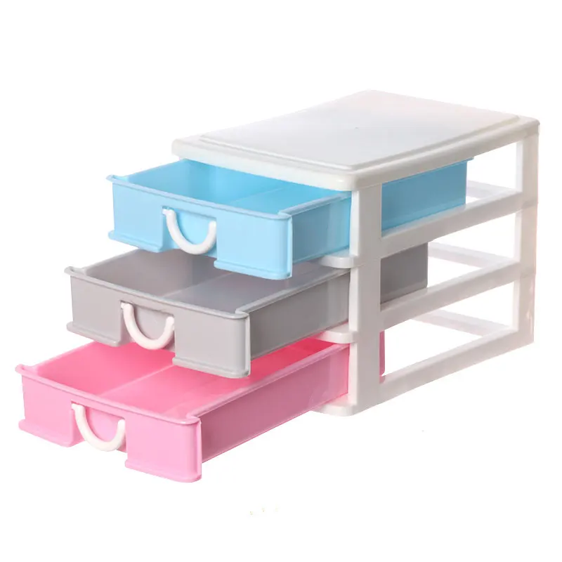 3 layers desktop drawer cheap small office stationery storage cabinet drawer plastic with good quality home and office