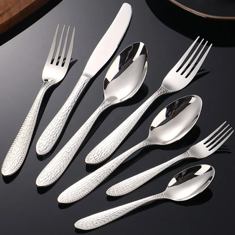 Dishwasher Safe Stainless Steel Flatware Silverware Knife Fork Spoon Handle With Gold Edge Cutlery With Individual Packing