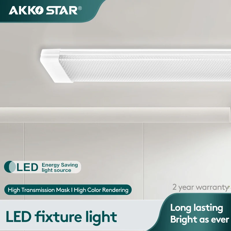 AKKO STAR 100W LED FIXTURE LIGHT 1.2M 6500K 3 LINES 2 YEARS WARRANTY PS+IRON RA>80 AC170-240V