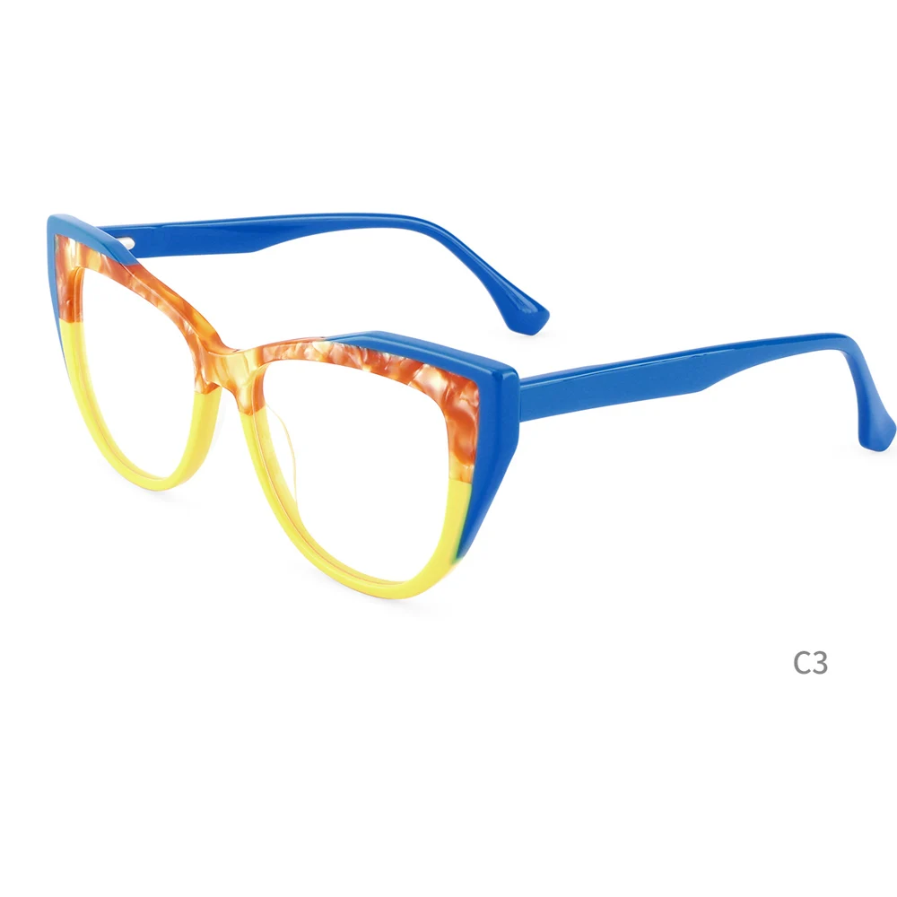 2022 Newest European Style Women Colorful Cat Eye Frame High Quality Acetate Optical Eyeglasses Frames