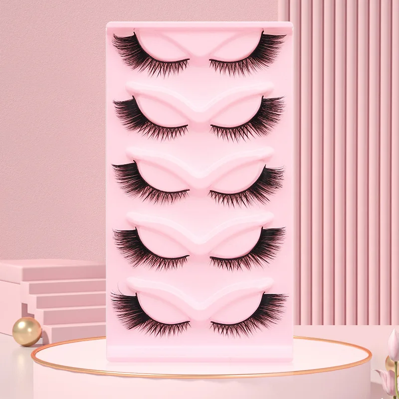 2024 new design foxy winged cat eye lashes angel wing natural silk lash faux mink fox eye lashes with private label