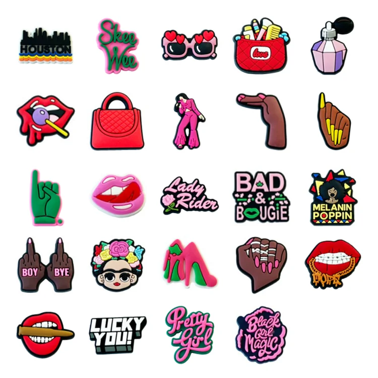 Designer Cheap Custom Shoe Charms Soft Pvc Cartoon Designer Croc Charm Lipstick bag For Charm Lady