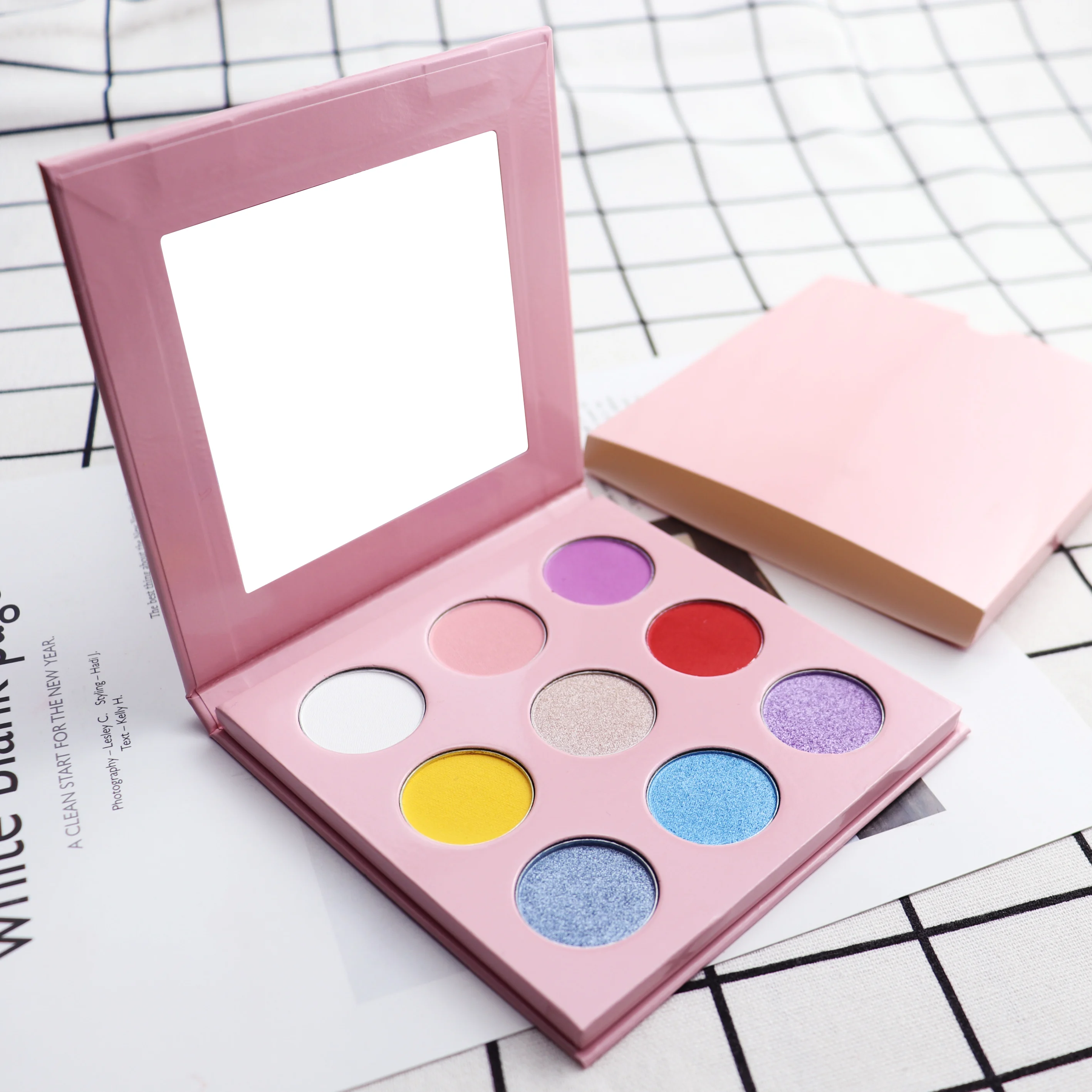 Wholesale Custom Private Label Eyeshadow Palette Packaging Matte Colorful Dry Eye Shadow Glitter Waterproof Powder DIY Makeup
