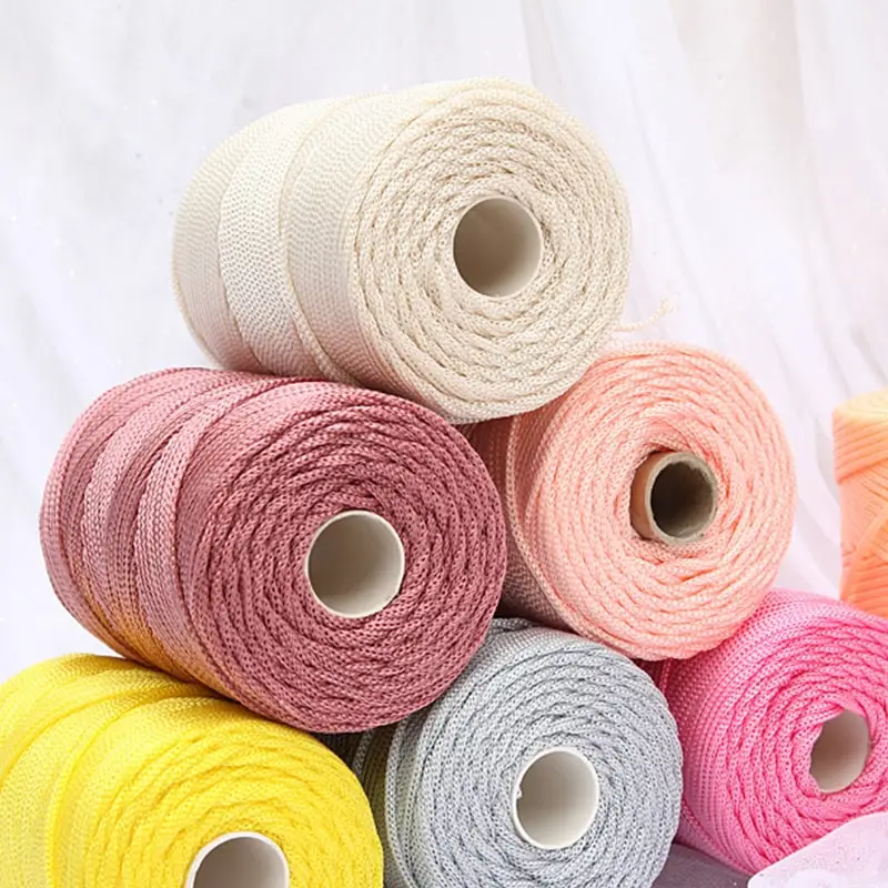 High quality 3mm thick 240g/roll fancy yarns wholesale custom colors knit crochet nylon yarn for hand knitting