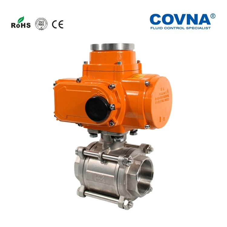 COVNA 2 inch DC 12V 24V Flange Type IP68 Waterproof Electric Actuator PVC Plastic Motorized Electric Butterfly Valve