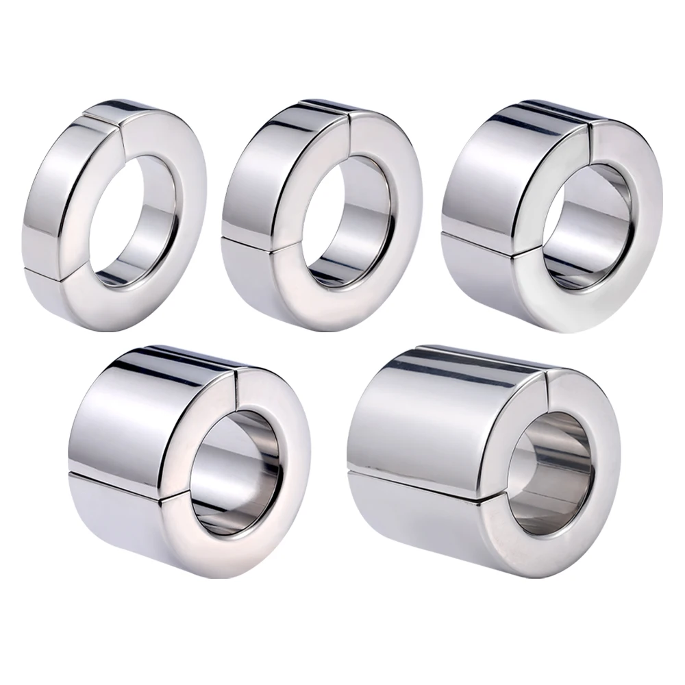 5 Size Stainless Steel Metal Cock Ring Men Delay Ejaculation Magnet Weighted Ball Stretcher Penis Erection Cock Ring