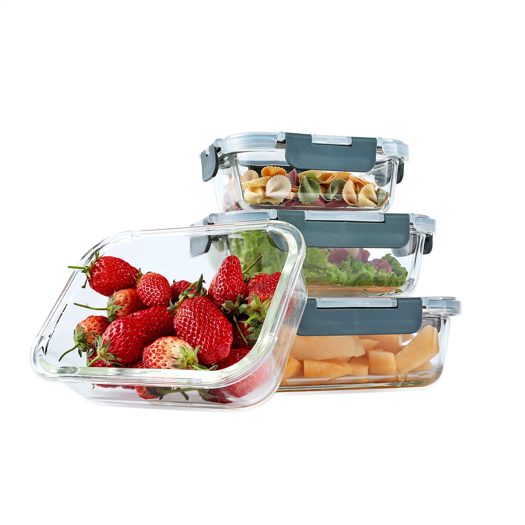 Glass Meal Prep Containers 3 Compartment Bento Box Lunch Box  food storage containerSet