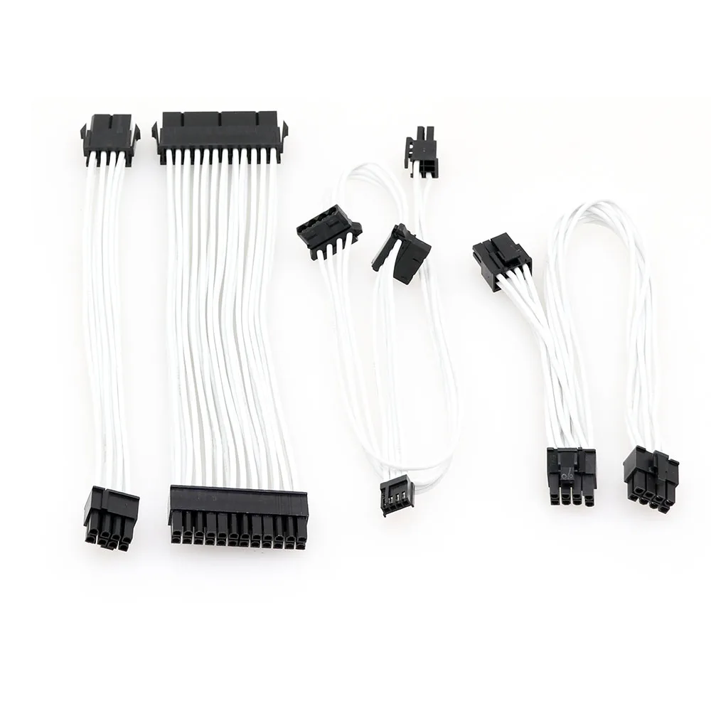 PSU Cable Kit 24pin ATX  8pin PCI-E  8pin To 6+2 To 6+2  6pin PCI-E To 2 * Large 4P Puncture To Small 4P soft silicone cable