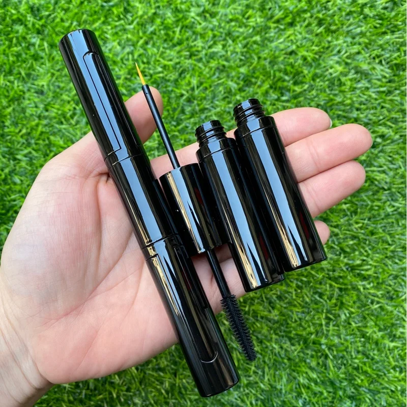 JANCY PACK 5ml Unique dual ended 2 in 1 black round empty mascara tubes container double sides eyeliner tubes