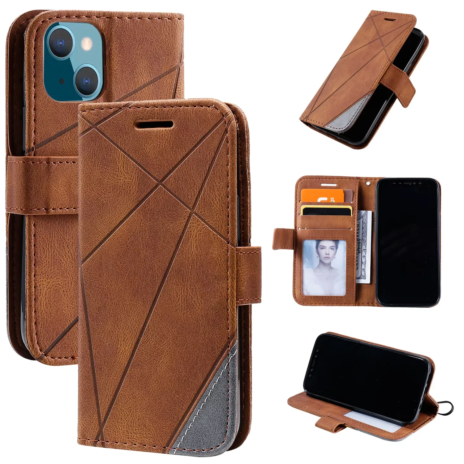 Chinese Factory Multifunction With Wallet Strap Mobile Back Cover For Samsung Phone Case PU leather Case For iPhone 13 Pro Max