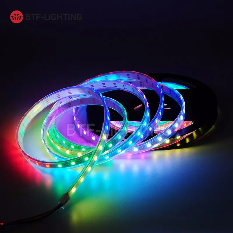 U-я перечисленный WS2812B полоска Белый Черный PCB IP30 65 67 30 60 144 светодиоды программируемые гибкие светодиодные пиксельные полосы света