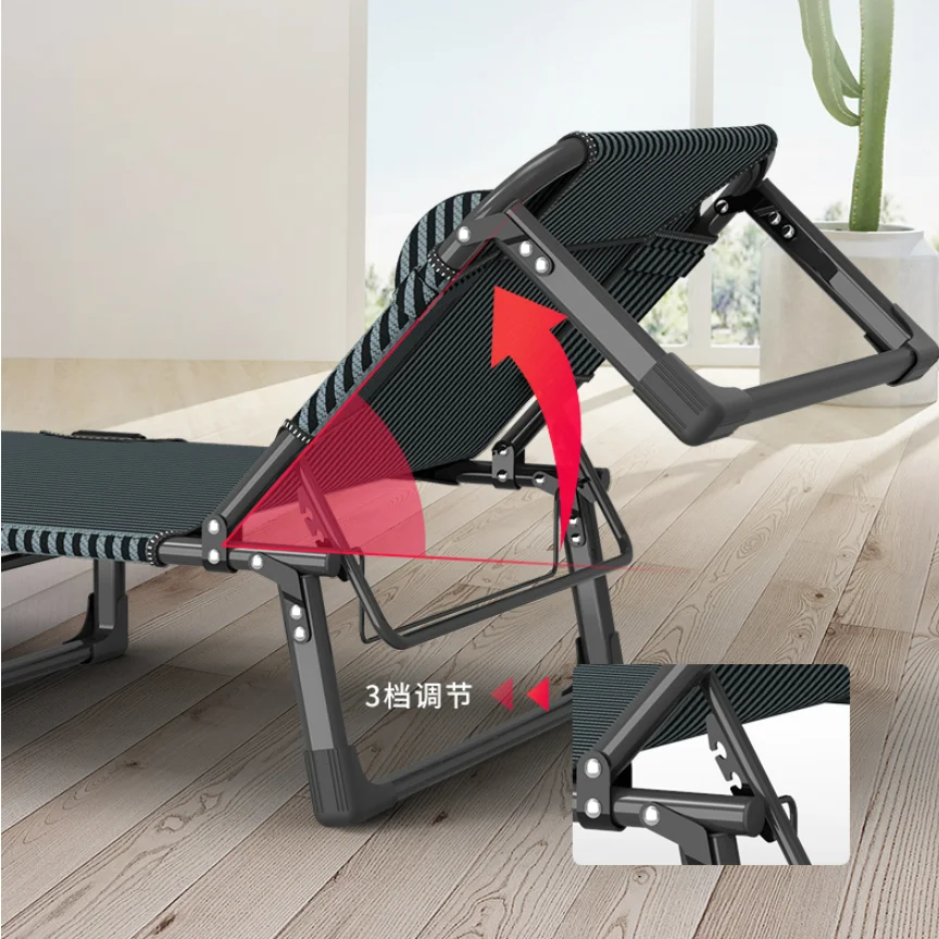 Lightweight Portable Adjustable Durable Garden Canvas Metal Foldable Camping  Bed Cot  with Soft Mattress