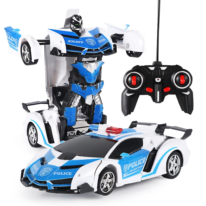 With Music RC Transformation Car Toy RC Car One Button Deformation into Robot Remote Control Car Transforming Robot Deformation