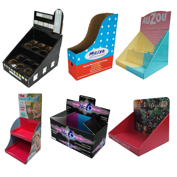 Custom printed retail counter top display boxes corrugated pdq displays small cardboard display boxes