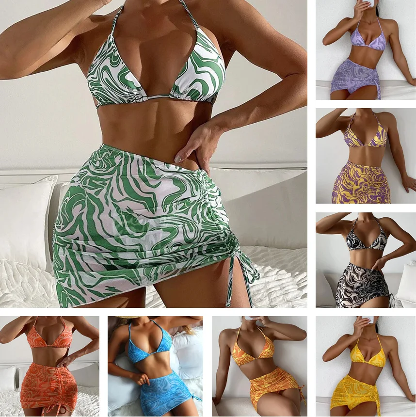 Fashion Women 2022 New Pattern Three-piece Bikini Swimsuit Bikini