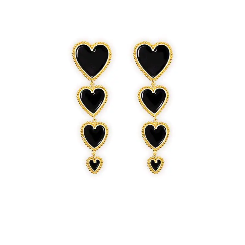 YSER-19631 Fashion Vintage Jewelry Earrings with Long Drop Heart Red Earrings for Women