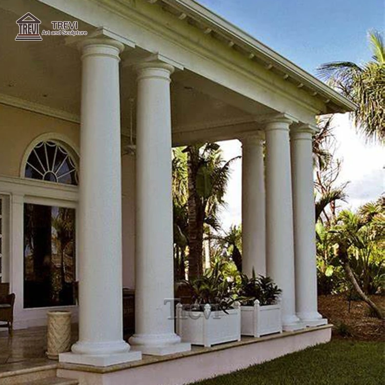 Indoor Outdoor Decorative Marble Round Pillar White Stone Roman Column for Sale