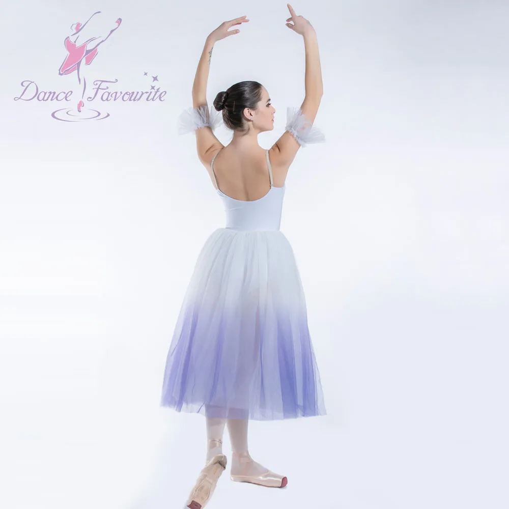 19335 Ombre purple romantic tutu skirt spandex white bodice with soft tulle tutu ballerina dance costume