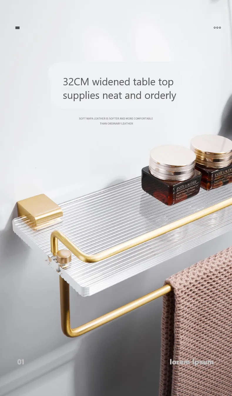 Bathroom bathroom shelf wall-mounted hole-free toilet Toilet storage rack acrylic Walnut shelving wood shelf